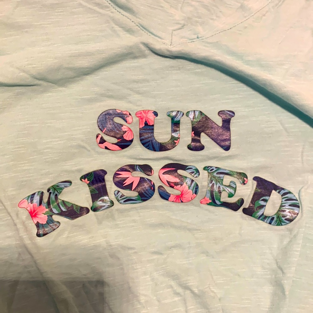 Sun Kissed pale blue top with gathered front